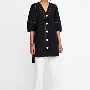 Zara black dress, buttoned size large. Never worn